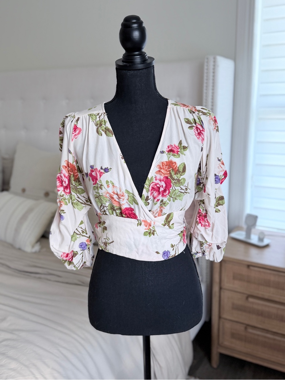 Floral Wrap Crop Top - Pink